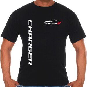 JH Design Men's Dodge Charger Classic T-Shirt Short Sleeve Black Crew Neck Shirt
